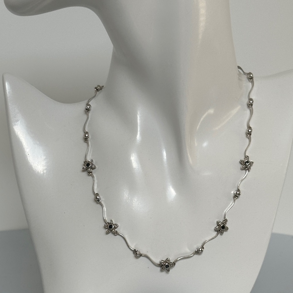 14k Real Solid White Gold Diamonds Topaz Necklace​